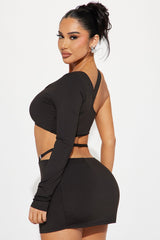 Dance Floor Micro Mini Skirt Set - Black