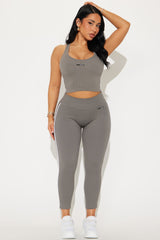Court Cutie Effortless Seamless Active Capri Legging - Charcoal