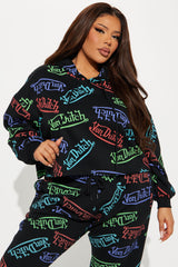 Von Dutch Colorful Logo Cropped Hoodie - Black/combo