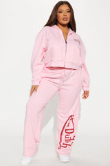 Von Dutch Embroidered Cropped Hoodie - Light Pink