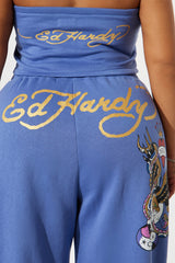 Ed Hardy NYC Tube Top Pant Set - Blue
