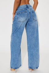 Bia Non Stretch Embellished Straight Leg Jeans - Medium Wash