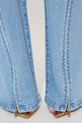 Keeping After It Zipper Detail Straight Leg Jeans - Medium Wash