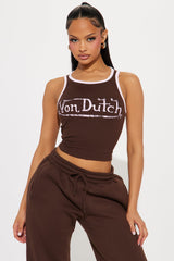 Von Dutch Ringer Tank Top - Brown