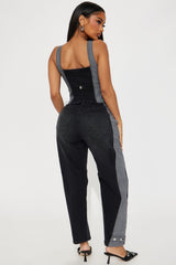 Leon Acid Wash Barrel Pant Set - Black/combo