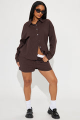 Jasmin Striped Boxer Short Set - Chocolate