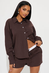 Jasmin Striped Boxer Short Set - Chocolate