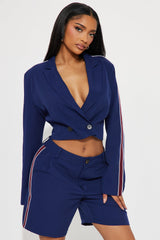 Kelly Cropped Blazer and Short Set - Navy/combo