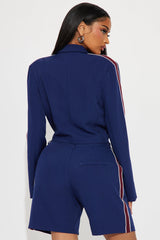 Kelly Cropped Blazer and Short Set - Navy/combo