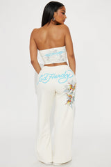 Ed Hardy Butterfly Tube Top Pant Set - Ivory