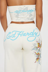Ed Hardy Butterfly Tube Top Pant Set - Ivory