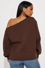 Von Dutch Classic Off Shoulder Sweatshirt - Brown