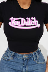 Von Dutch Graffiti Baby Tee - Black/Pink