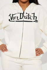 Von Dutch Classic Zip Front Hoodie - Off White