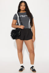 Brianne Lace Baby Tee - Charcoal