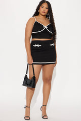 Minimalist Muse Mini Skirt Set - Black