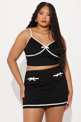 Minimalist Muse Mini Skirt Set - Black