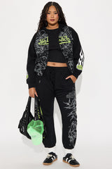 Von Dutch Car Show Zip Front Hoodie - Black/Green