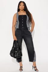 Leon Acid Wash Barrel Pant Set - Black/combo