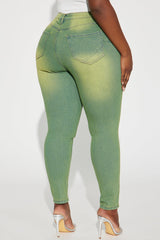 Hampton Tinted High Stretch Skinny Jeans - Green