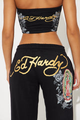 Ed Hardy Mary Tube Top Pant Set - Black