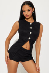 Ella Vest And Micro Short Set - Black