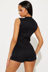 Ella Vest And Micro Short Set - Black