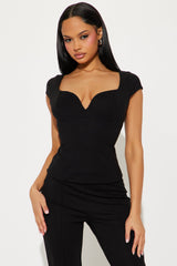 The Mia Double Ponte Lined Pant Set - Black