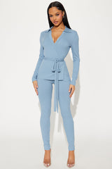 Cindy Wrap Top And Legging Set - Denim