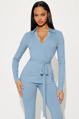 Cindy Wrap Top And Legging Set - Denim