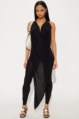 Divine Cowl Halter Top And Pant Set - Black