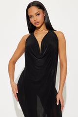 Divine Cowl Halter Top And Pant Set - Black