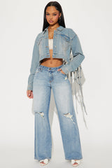 Always So Pressed Stretch Ripped Baggy Jeans - Medium Wash
