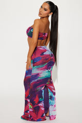 Loren Mesh Skirt Set - Red/combo