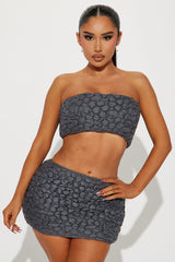 Missing Out Textured Skirt Set - Charcoal