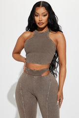 Pixie Mineral Wash Pant Set - Brown