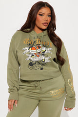 Ed Hardy Broken Hearts Cropped Hoodie - Sage
