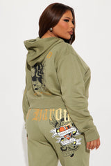 Ed Hardy Broken Hearts Cropped Hoodie - Sage