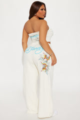 Ed Hardy Butterfly Tube Top Pant Set - Ivory