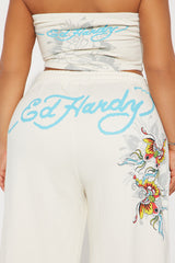 Ed Hardy Butterfly Tube Top Pant Set - Ivory