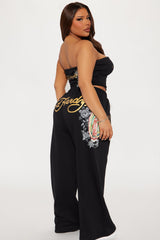 Ed Hardy Mary Tube Top Pant Set - Black