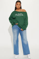 Von Dutch Princess Off Shoulder Sweatshirt - Hunter Green