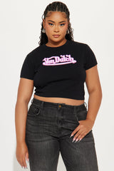 Von Dutch Graffiti Baby Tee - Black/Pink