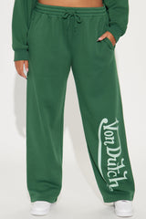 Von Dutch Distressed Wide Leg Pant - Hunter Green