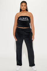 Von Dutch Velour Tube Top - Black/White