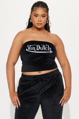 Von Dutch Velour Tube Top - Black/White