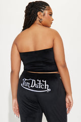 Von Dutch Velour Tube Top - Black/White