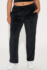 Von Dutch Velour Wide Leg Pant - Black/White