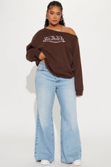 Von Dutch Classic Off Shoulder Sweatshirt - Brown