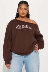 Von Dutch Classic Off Shoulder Sweatshirt - Brown